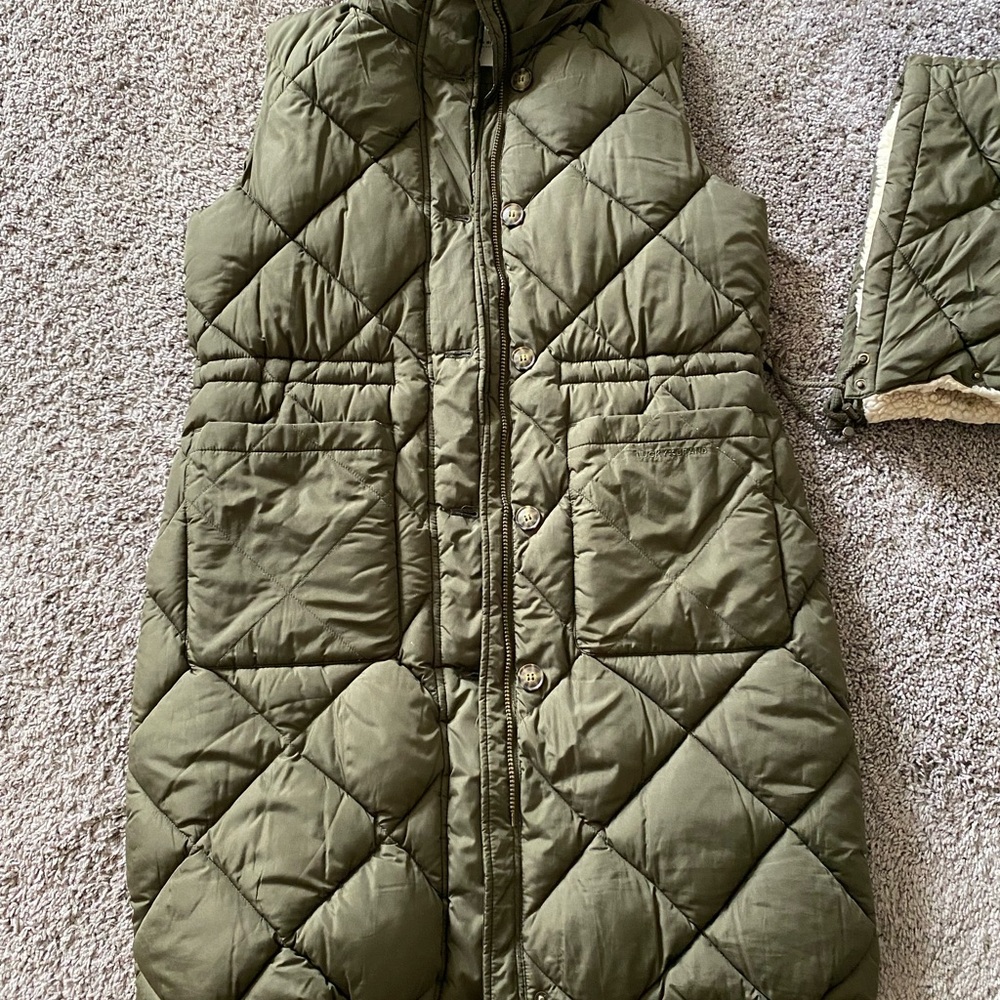 Lucky Brand Olive Green Quilted LONG VEST